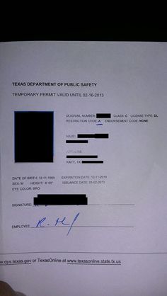 texas temporary drivers license template